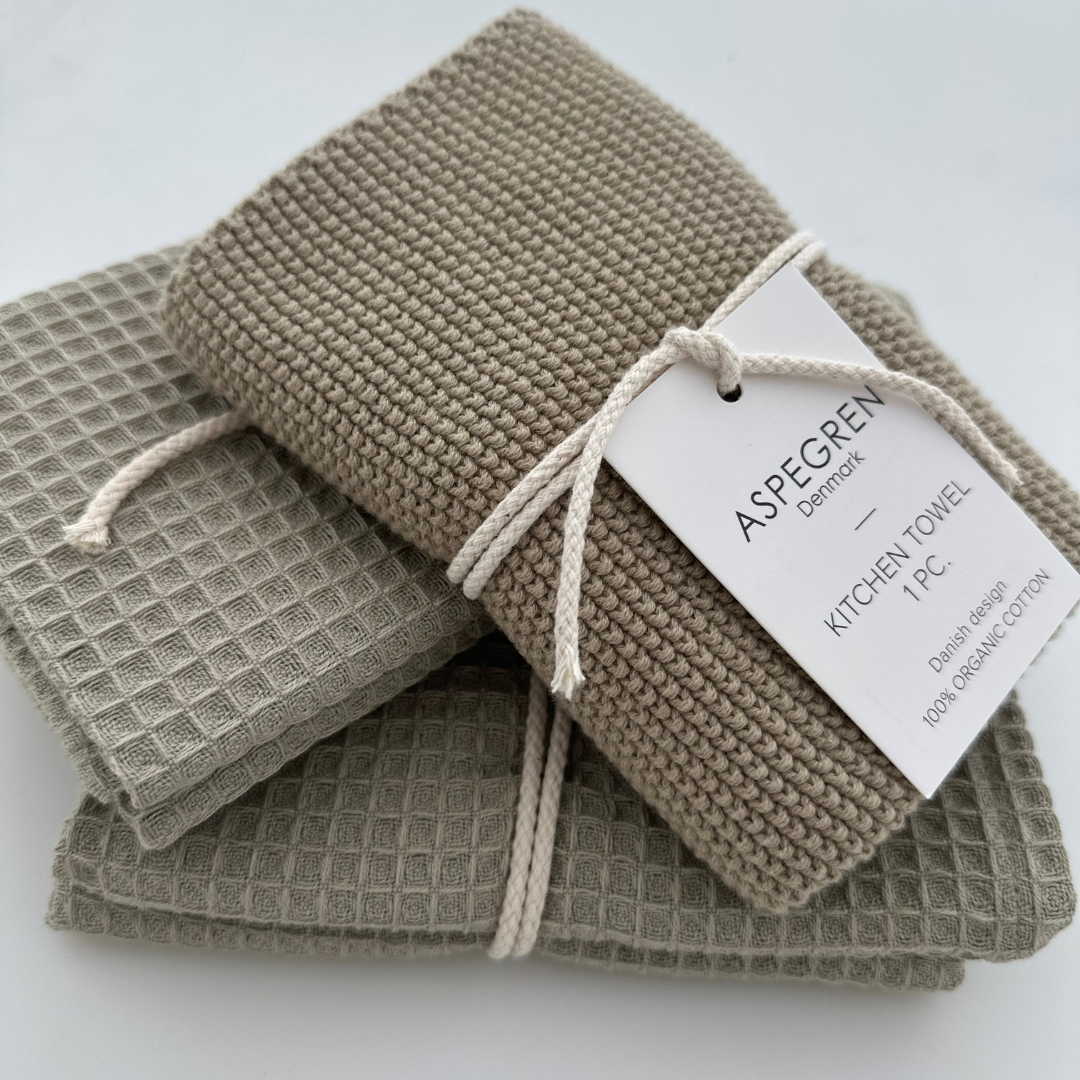 Vohvelikankainen pyyhe – Green Tea